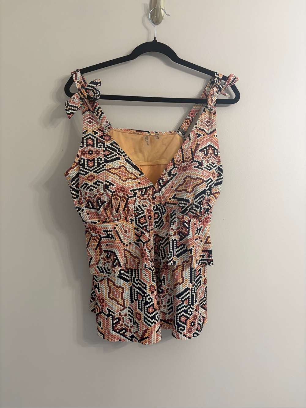 Addition Elle Swim Tankini in Peach, Black, Cream